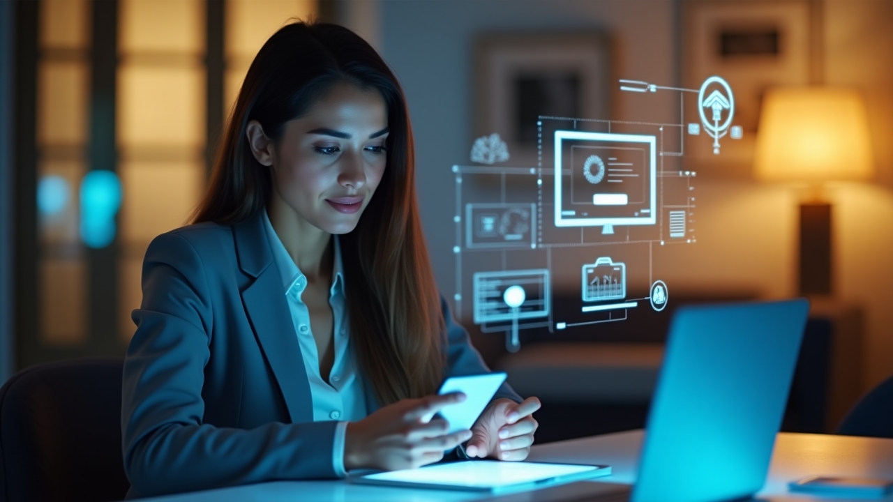 Persona utilizando aplicaciones digitales